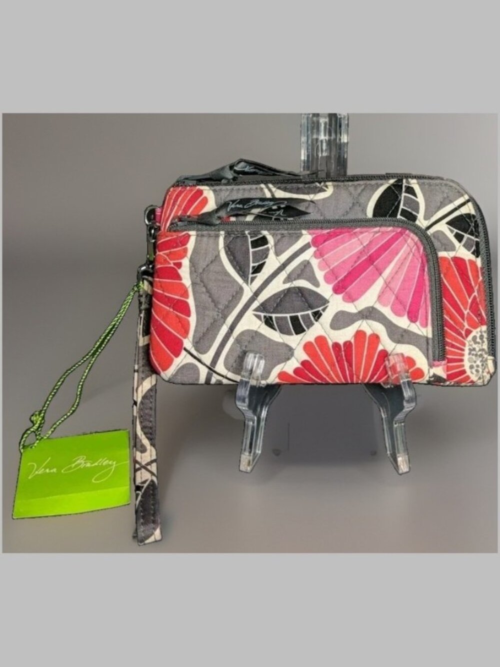 Vera Bradley Retired Cherry Blossoms Zip Zip Wristlet Floral Quilted Wallet NWT - Picture 2 of 13